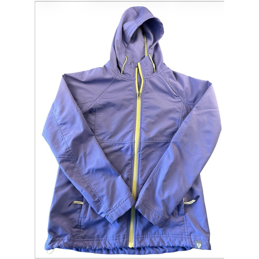 Packable Outdoor Hooded Windbreaker Jacket Purple Yellow Lightweight XS Womens